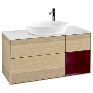 Villeroy and Boch Finion Villeroy and Boch Finion F951HBPC 120cm, cover plate white matt, shelves Peony matt lacquer, Oak Veneer