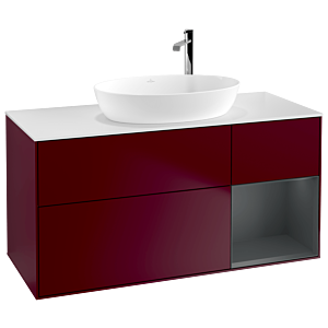 Villeroy et Boch Finion Villeroy et Boch F951HGHB 120cm, plaque de recouvrement blanc mat, étagères laqué mat Midnight, Peony Matt