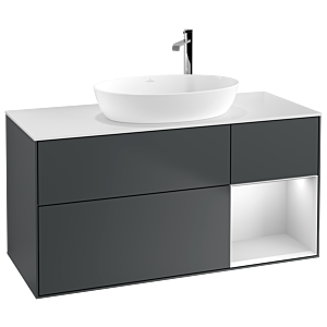 Villeroy und Boch Finion Waschtischunterschrank F951MTHG 120cm, Abdeckplatte white matt, Regale White matt lacquer, Midnight Blue Matt Lacquer