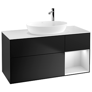 Villeroy and Boch Finion Villeroy and Boch Finion F951MTPD 120cm, cover plate white matt, shelves white matt lacquer, black matt lacquer