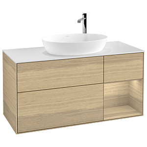 Villeroy et Boch Finion Villeroy et Boch F951PCPC 120cm, plaque de finition blanc mat, étagères Oak Veneer , Oak Veneer