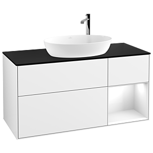 Villeroy and Boch Finion Villeroy and Boch Finion F952GFGF 120cm, cover plate black matt, shelves Glossy white lacquer, Glossy white lacquer