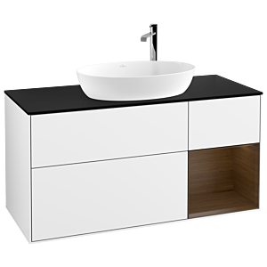 Villeroy and Boch Finion Villeroy and Boch Finion F952GNGF 120cm, cover plate black matt, shelves Walnut Veneer , glossy white lacquer