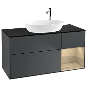 Villeroy et Boch Finion Villeroy et Boch F952PCHG 120cm, plaque de finition noir mat, étagères Oak Veneer , Midnight Blue Matt Lacquer