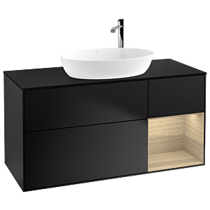 Villeroy and Boch Finion Villeroy and Boch Finion F952PCPD 120cm, cover plate black matt, shelves Oak Veneer , black matt lacquer