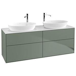 Villeroy und Boch Finion Waschtischunterschrank F96100GM 160x60,3cm, Abdeckplatte white matt, Olive Matt Lacquer