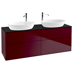 Villeroy und Boch Finion Waschtischunterschrank F96200HB 160x60,3cm, Abdeckplatte black matt, Peony Matt