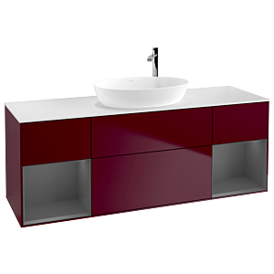 Villeroy und Boch Finion Waschtischunterschrank F981GKHB 160cm, Abdeckplatte white matt, Regale Anthracite matt lacquer, Peony Matt