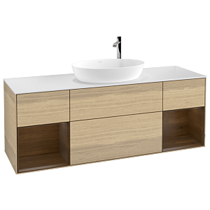 Villeroy et Boch Finion Villeroy et Boch F981GNPC 160cm, plaque de recouvrement blanc mat, étagères Walnut Veneer , Oak Veneer