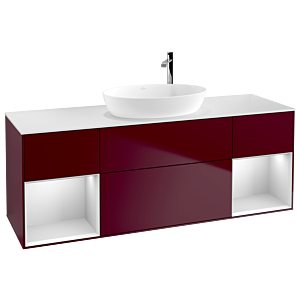 Villeroy et Boch Finion Villeroy et Boch F981MTHB 160cm, plaque de recouvrement blanc mat, étagères laqué blanc mat, Peony Matt