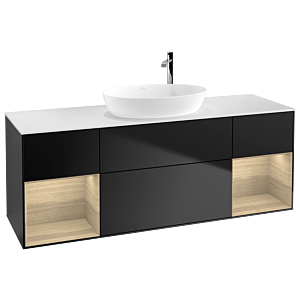 Villeroy et Boch Finion Villeroy et Boch F981PCPD 160cm, plaque de finition blanc mat, étagères Oak Veneer , laqué noir mat