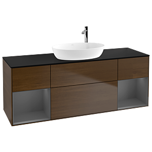 Villeroy and Boch Finion Villeroy and Boch Finion F982GKGN 160cm, cover plate black matt, shelves anthracite matt lacquer, walnut veneer
