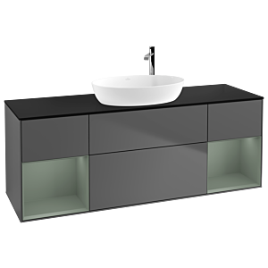 Villeroy and Boch Finion Villeroy and Boch Finion F982GMGK 160cm, cover plate black matt, shelves olive matt lacquer, anthracite matt