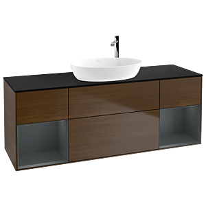 Villeroy and Boch Finion Villeroy and Boch Finion F982HGGN 160cm, cover plate black matt, shelves midnight matt lacquer, walnut veneer