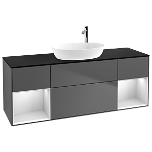 Villeroy and Boch Finion Villeroy and Boch Finion F982MTGK 160cm, cover plate black matt, shelves white matt lacquer, anthracite matt