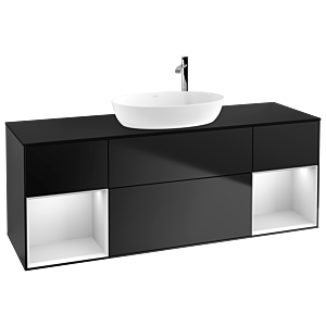 Villeroy and Boch Finion Villeroy and Boch Finion F982MTPD 160cm, cover plate black matt, shelves white matt lacquer, black matt lacquer