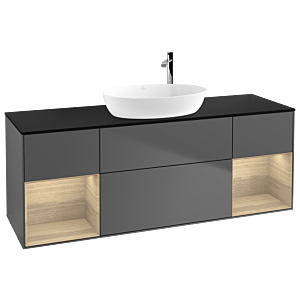 Villeroy and Boch Finion Villeroy and Boch Finion F982PCGK 160cm, cover plate black matt, shelves Oak Veneer , anthracite matt