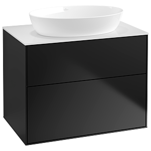 Villeroy und Boch Finion Waschtischunterschrank F99100PD 80x60,3cm, Abdeckplatte white matt, Black matt lacquer