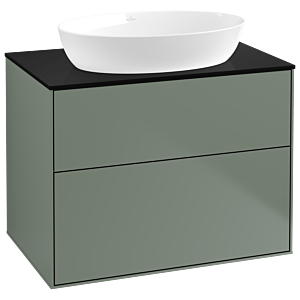 Villeroy und Boch Finion Waschtischunterschrank F99200GM 80x60,3cm, Abdeckplatte black matt, Olive Matt Lacquer