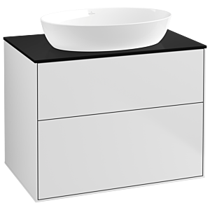 Villeroy und Boch Finion Waschtischunterschrank F99200MT 80x60,3cm, Abdeckplatte black matt, White matt lacquer
