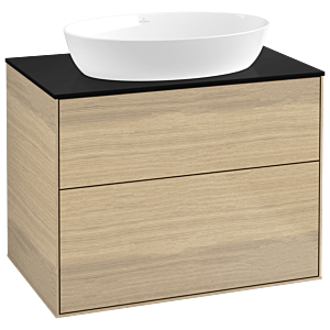 Villeroy et Boch Finion F99200PC 80x60.3cm, plaque de recouvrement noir mat, Oak Veneer