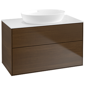 Villeroy und Boch Finion Waschtischunterschrank FA0100GN 100x60,3cm, Abdeckplatte white matt, Walnut veneer