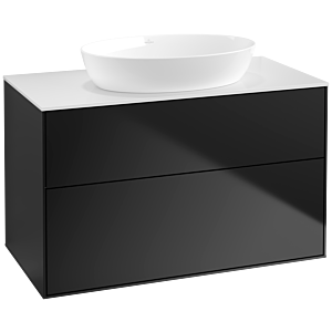 Villeroy und Boch Finion Waschtischunterschrank FA0100PD 100x60,3cm, Abdeckplatte white matt, Black matt lacquer