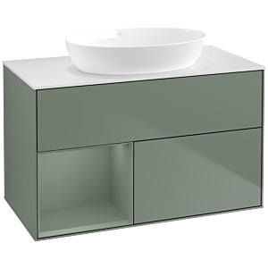 Villeroy and Boch Finion Villeroy and Boch Finion FA11GMGM 100cm, cover plate white matt, shelves olive matt lacquer, Olive Matt Lacquer