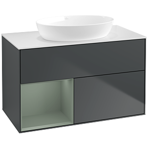 Villeroy and Boch Finion Villeroy and Boch Finion FA11GMHG 100cm, cover plate white matt, shelves olive matt lacquer, midnight Blue Matt Lacquer