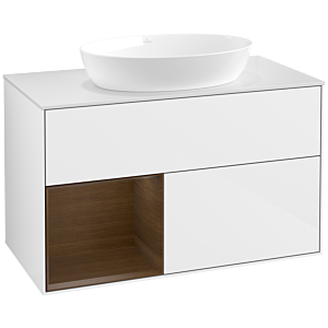 Villeroy and Boch Finion Villeroy and Boch Finion FA11GNGF 100cm, cover plate white matt, shelves Walnut Veneer , glossy white lacquer