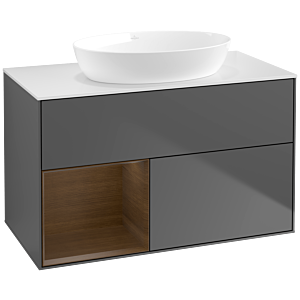 Villeroy and Boch Finion Villeroy and Boch Finion FA11GNGK 100cm, cover plate white matt, shelves Walnut Veneer , anthracite matt