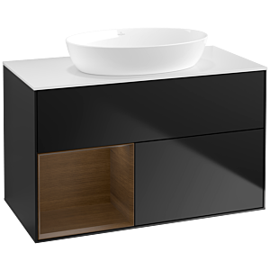 Villeroy and Boch Finion Villeroy and Boch Finion FA11GNPD 100cm, cover plate white matt, shelves Walnut Veneer , black matt lacquer