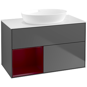 Villeroy and Boch Finion Villeroy and Boch Finion FA11HBGK 100cm, cover plate white matt, shelves Peony matt lacquer, anthracite matt