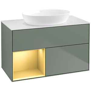 Villeroy and Boch Finion Villeroy and Boch Finion FA11HFGM 100cm, cover plate white matt, shelves gold matt lacquer, Olive Matt Lacquer
