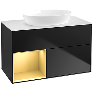 Villeroy and Boch Finion Villeroy and Boch Finion FA11HFPD 100cm, cover plate white matt, shelves gold matt lacquer, black matt lacquer