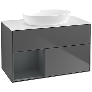 Villeroy and Boch Finion Villeroy and Boch Finion FA11HGGK 100cm, cover plate white matt, shelves midnight matt lacquer, anthracite matt