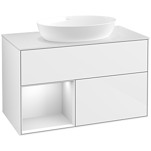 Villeroy and Boch Finion Villeroy and Boch Finion FA11MTGF 100cm, cover plate white matt, shelves white matt lacquer, glossy white lacquer