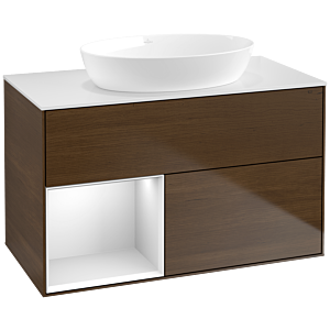 Villeroy and Boch Finion Villeroy and Boch Finion FA11MTGN 100cm, cover plate white matt, shelves white matt lacquer, walnut veneer