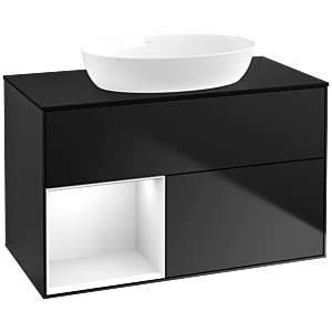 Villeroy and Boch Finion Villeroy and Boch Finion FA12GFPD 100cm, cover plate black matt, shelves Glossy white lacquer, black matt lacquer