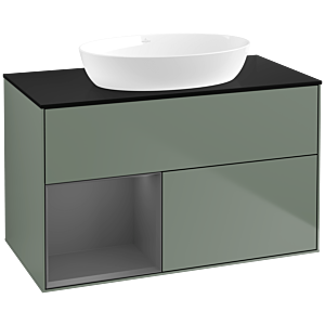 Villeroy and Boch Finion Villeroy and Boch Finion FA12GKGM 100cm, cover plate black matt, shelves anthracite matt lacquer, Olive Matt Lacquer