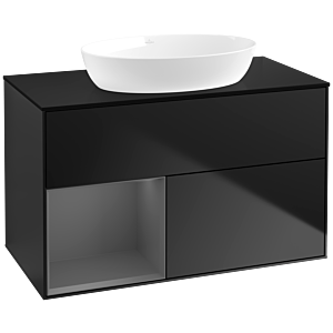 Villeroy and Boch Finion Villeroy and Boch Finion FA12GKPD 100cm, cover plate black matt, shelves anthracite matt lacquer, black matt lacquer