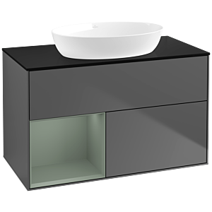 Villeroy and Boch Finion Villeroy and Boch Finion FA12GMGK 100cm, cover plate black matt, shelves olive matt lacquer, anthracite matt