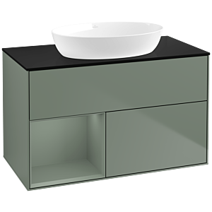 Villeroy and Boch Finion Villeroy and Boch Finion FA12GMGM 100cm, cover plate black matt, shelves olive matt lacquer, Olive Matt Lacquer