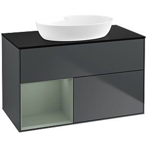 Villeroy and Boch Finion Villeroy and Boch Finion FA12GMHG 100cm, cover plate black matt, shelves olive matt lacquer, midnight Blue Matt Lacquer