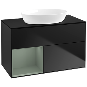Villeroy and Boch Finion Villeroy and Boch Finion FA12GMPD 100cm, cover plate black matt, shelves olive matt lacquer, black matt lacquer