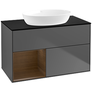 Villeroy and Boch Finion Villeroy and Boch Finion FA12GNGK 100cm, cover plate black matt, shelves Walnut Veneer , anthracite matt