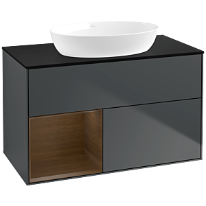 Villeroy and Boch Finion Villeroy and Boch Finion FA12GNHG 100cm, cover plate black matt, shelves Walnut Veneer , midnight Blue Matt Lacquer