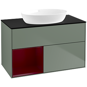 Villeroy and Boch Finion Villeroy and Boch Finion FA12HBGM 100cm, cover plate black matt, shelves Peony matt lacquer, Olive Matt Lacquer