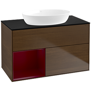 Villeroy and Boch Finion Villeroy and Boch Finion FA12HBGN 100cm, cover plate black matt, shelves Peony matt lacquer, Peony veneer