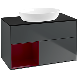 Villeroy and Boch Finion Villeroy and Boch Finion FA12HBHG 100cm, cover plate black matt, shelves Peony matt lacquer, midnight Blue Matt Lacquer